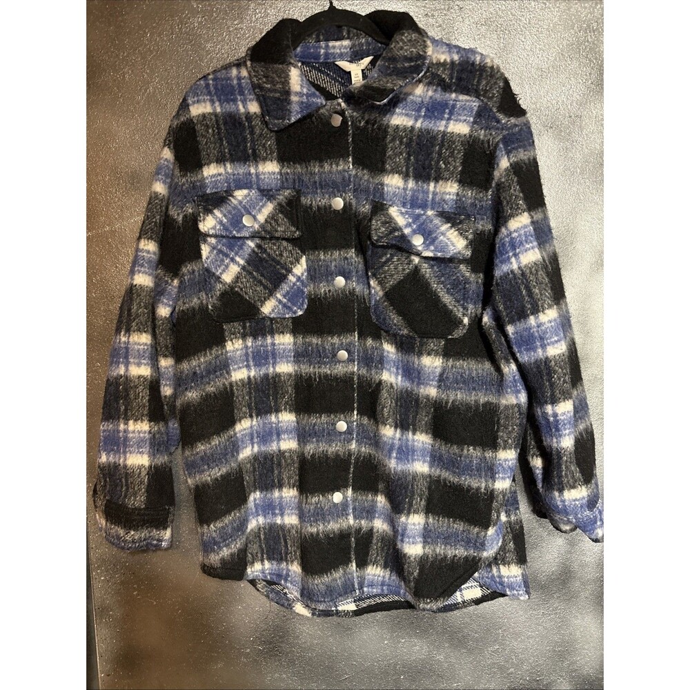 Terra & Sky Shacket Jacket Blue Black Plaid Womens Plus Sz  2X  Cozy Cabincore